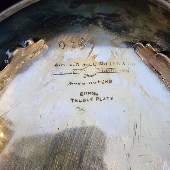 Simpson Hall Miller Medallion Greek Roman Face Dish Basket Silver Plated Antique - Picture 9 of 10